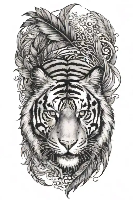 Tiger With Feathers Dangling