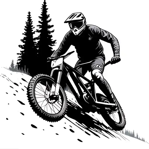 Downhill Mountain Biker Jumping