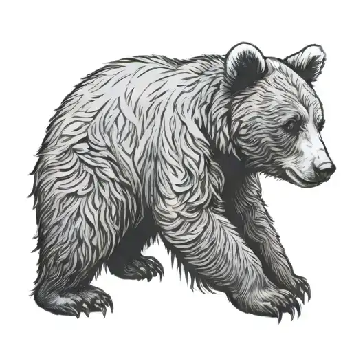 Bear Cub Sitting Side View