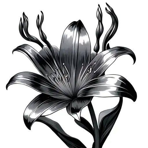 Lily Flower Blooming With Metal Petals Like Armour