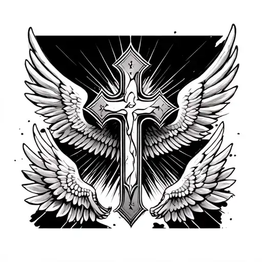Cross And Wing Forearm Man