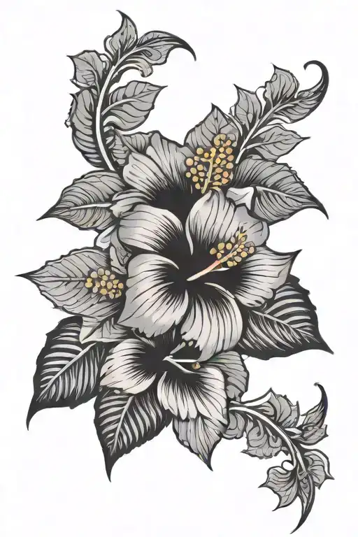 Tribal Filipino Pattern With Hibiscus Flower