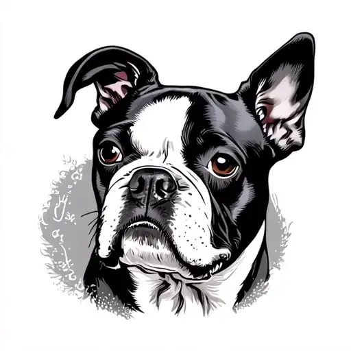 Boston Terrier Face Male Bridal With The Name Rome