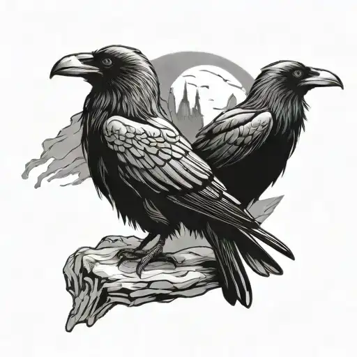 Hugin And Munin Raven Tors Hammare