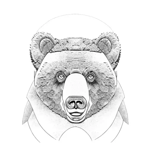 A Black And Grey Tattoo Of Kanye West's Bear Mascot