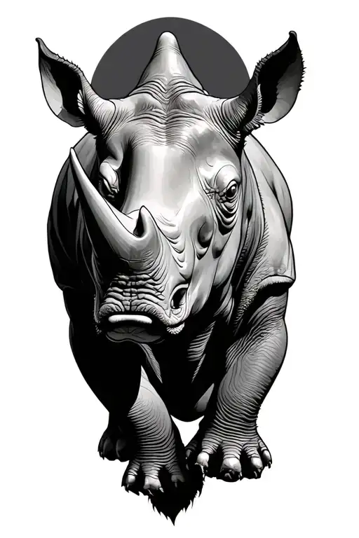 A Wise Rhino Looking Up