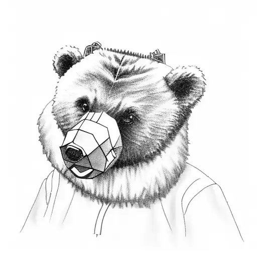 A Small And Simplified Kanye West Graduation Bear In Black-grey Style