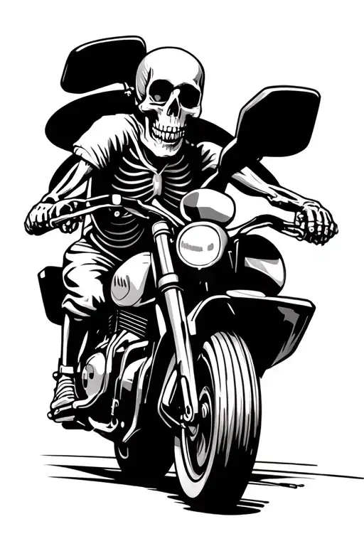 A Skeleton Doing A Wheelie On A Motorcyle