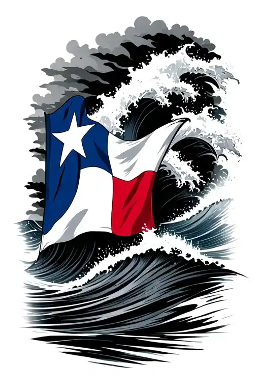 Ocean Waves With Texas Flag
