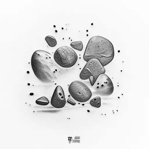 A Realistic Tattoo Of A Collection Of Colorful Rocks Forming The Shape Of A Guitar