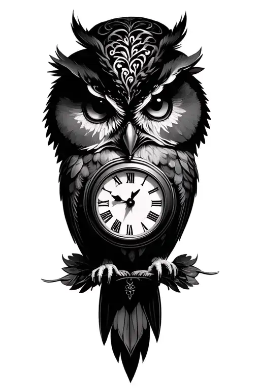Owl And A Clock