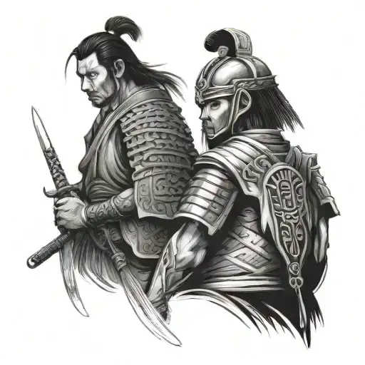 Samurai Facing A Pharaoh