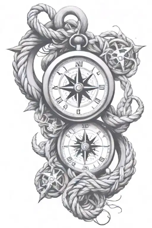 Clock Compass Rope Intertwined Symbolizing