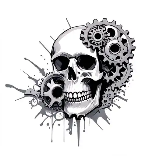 Skull And Mechanism Gears