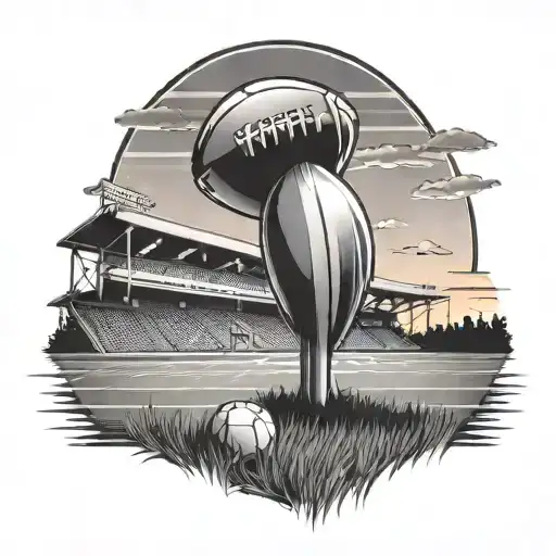 A Football Field With Coaching Whistle As The Sun Rises In The Background