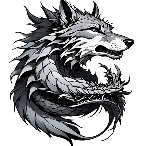 Wolf And Dragon Coiled