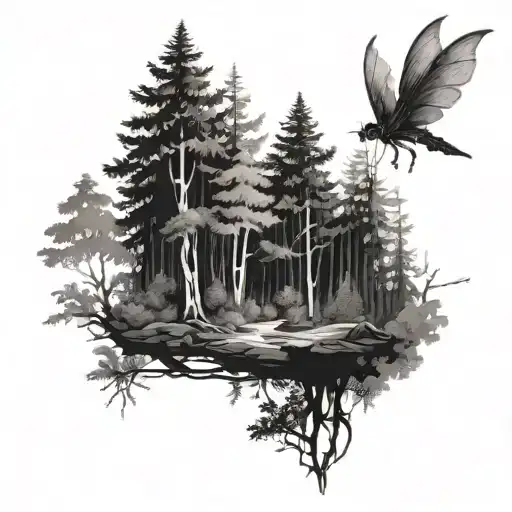 Forest On The Wrist From Which A Dragon Flies Out