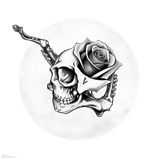 Rock-inspired Ambulancier Symbol With A Skeleton Hand Holding A Rose