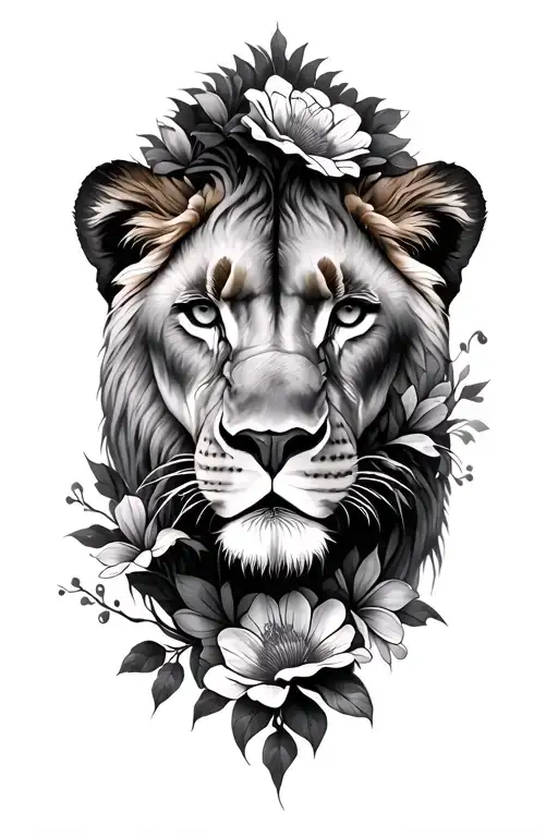 Lioness Flowers Intertwined