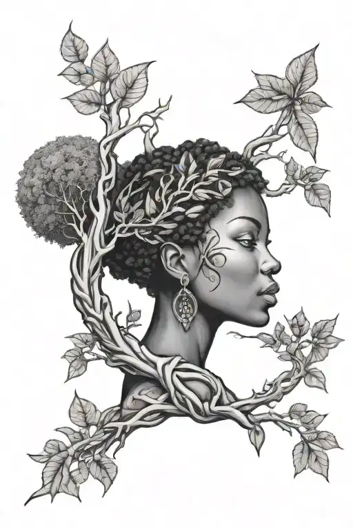 Black Woman Emerging From A Tree Of Life