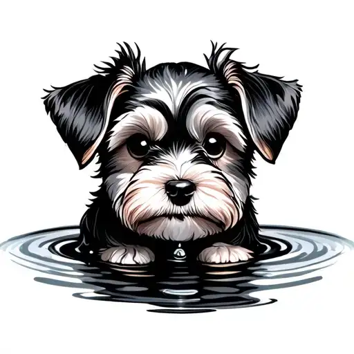 Small Dog With Water Well