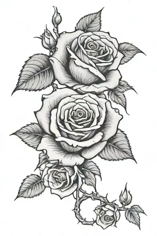 Rose Thorns With 3 Roses On Them All 3 Of Them With A Different Name Of Mia Mom And Dad