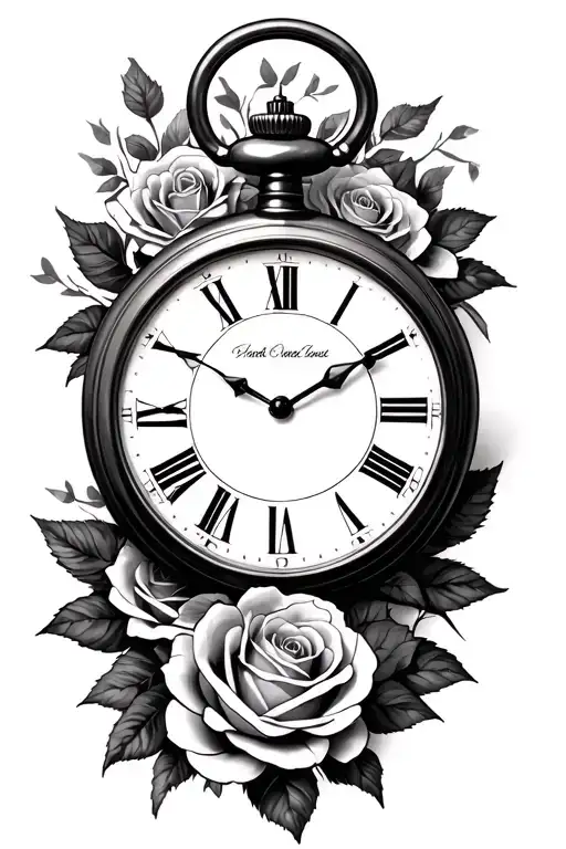 Punk Pocket Watch Surrounded By Roses