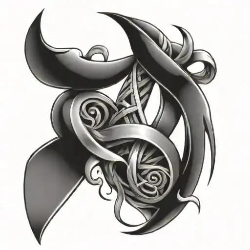 Genetic Double Helix Cancer Ribbon Wrapped