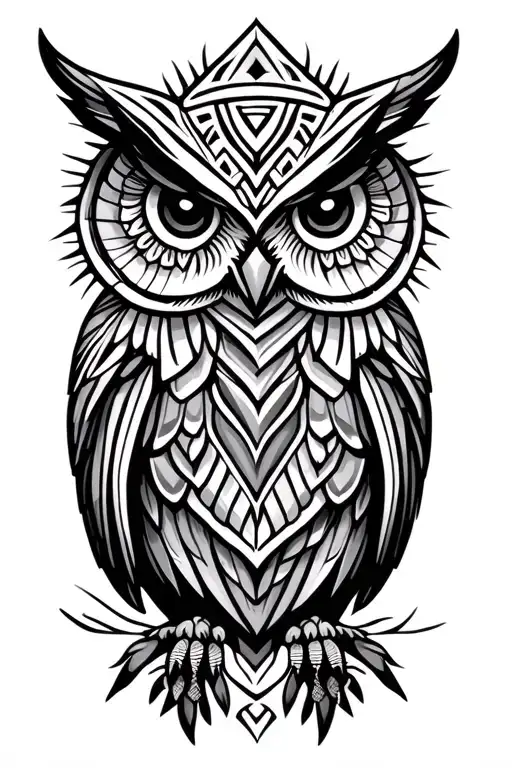 Owl Abstract Simple Aztec Style