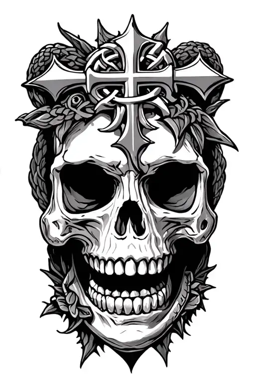 Skull With Gator Celtic Cross