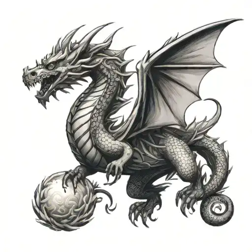 Mystical Dragon Flying Away