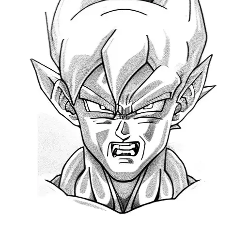 A Black And Grey Portrait Of A Dragon Ball Z Villain