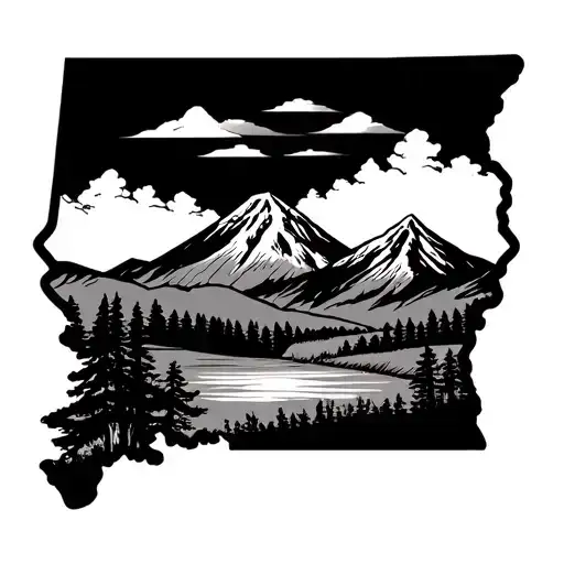 Virginia State Outline With Mountains In The Background