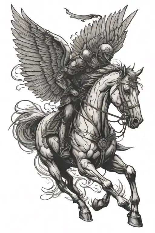 Horse Warrior Shadows Angel Wings War