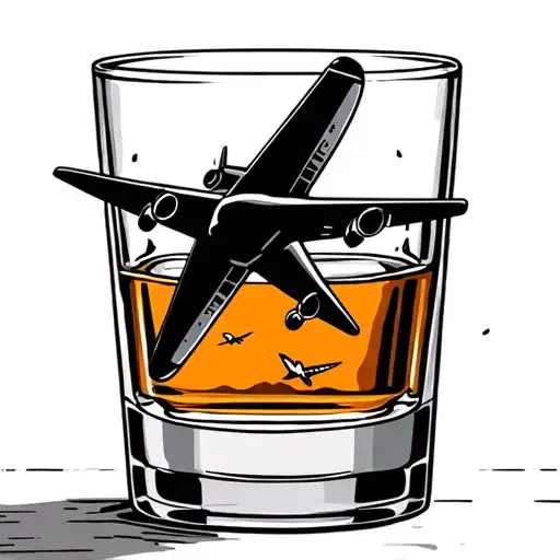 Whiskey Glass With Airplane Flying Out