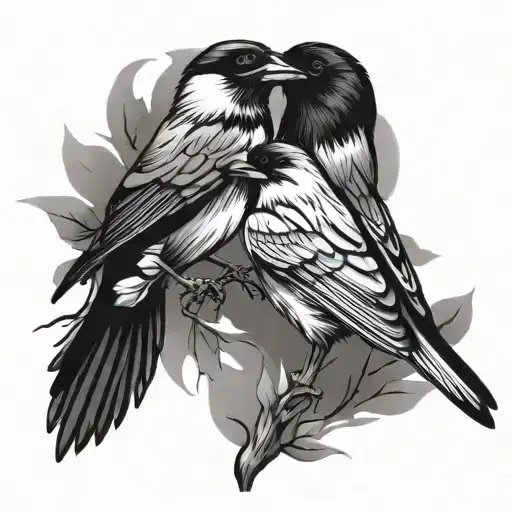 Raven And Chickadee Bird And Robin Bird Flying Towards