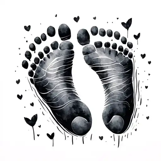Baby Footprints In Watercolor