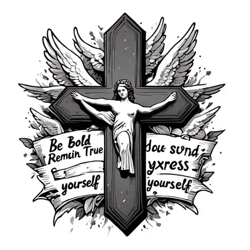 Cross With Angels Around It And Quote That Says Be Bold Remain True Express Yourself