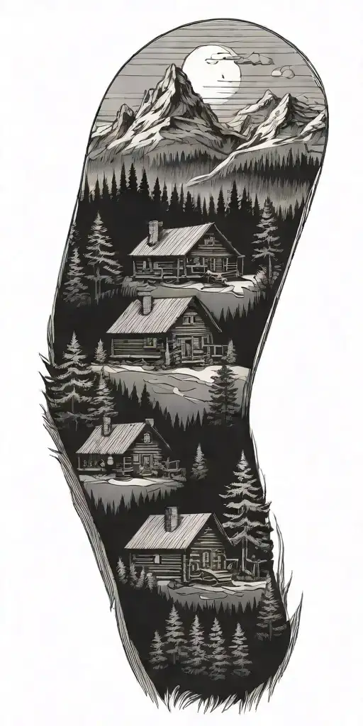 Log Cabins High In The Mountains