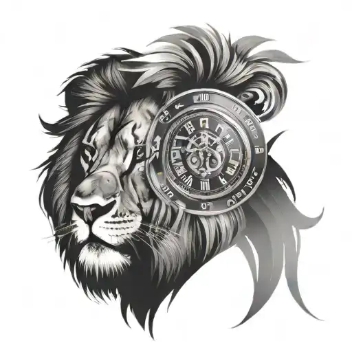Lion Face With Roman Numeral Clock Split