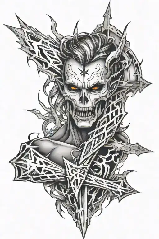 Gothic Style Full Arm Sleeve With Lightning On Shoulder