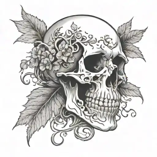 Skull With Vines Growing