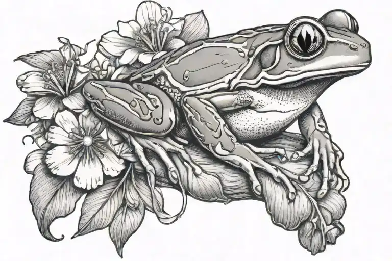 Red Eyed Tree Frog And Flowers