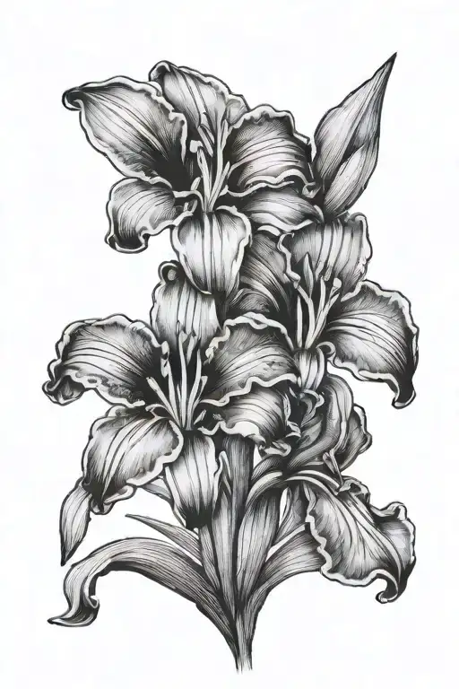 Simple Lilly And Iris Flower No Shading Fine Line