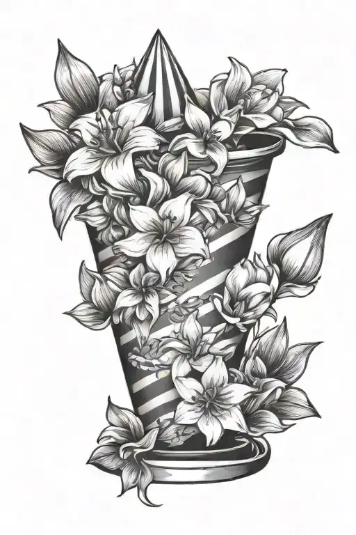 Traffic Cone With Narcissist Flowers