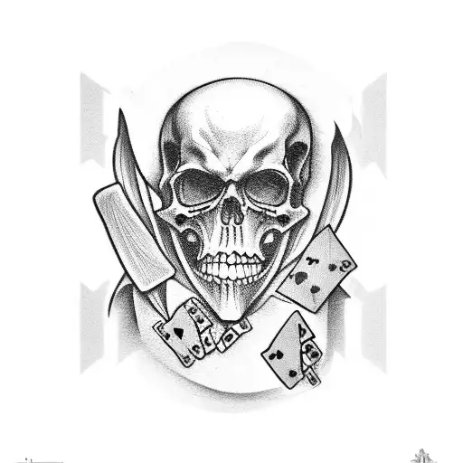 Grim Reaper With Playing Cards And Poker Chips