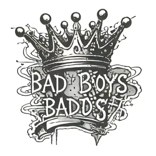 Basquiat Crown And Text 'Bad Boys'