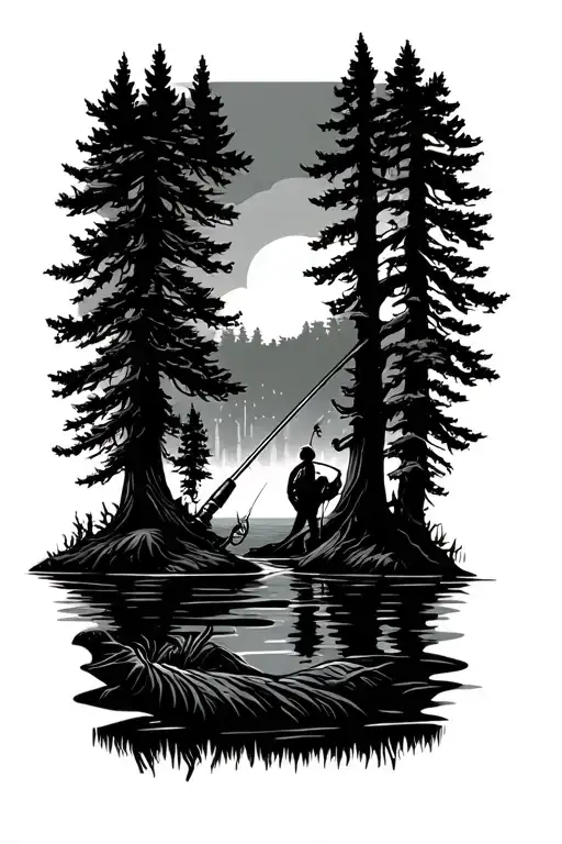 Fishing Forest Trees Fly Rod