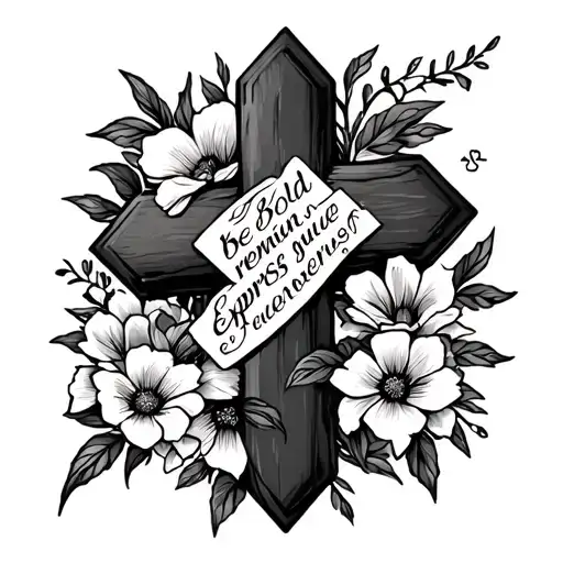 Cross With Flowers Around It And Quote That Says Be Bold Remain True Express Yourself