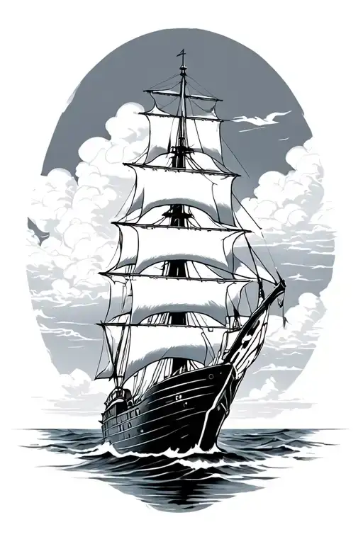 Ship With Clouds In The Background